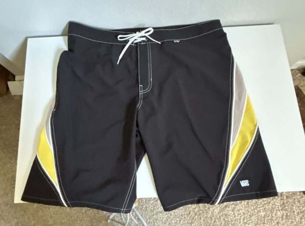 Vans Colorblock Boardshorts Black Yellow Grey Size 36